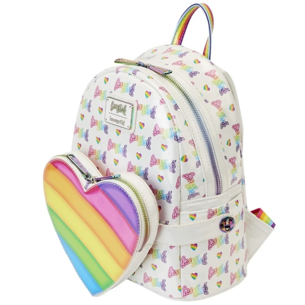 Loungefly Lisa Frank Rainbow Heart Mini‎ Backpack with Waist Bag Retro